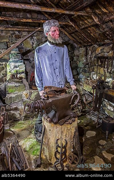 Interior of the old forge at Skye Museum o, Life, Kilmuir, Isle of Skye, Scotland, UK, Iceland, Europe.