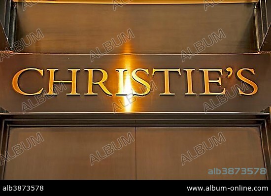 Logo, lettering, Christie's auction house, Manhattan, New York City, New York, United States, North America.