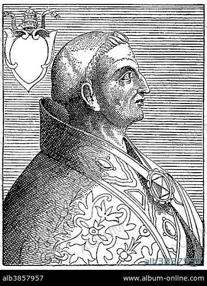 Pope John XVII or Ioannes XVII, born Giovanni Sicco, pope in 1003, Johannes XVII, historical illustration.