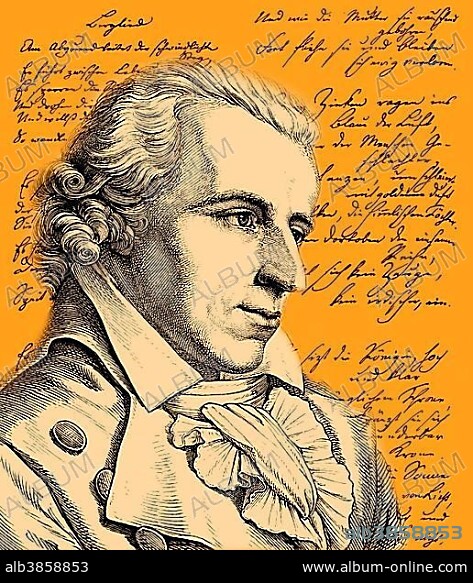 Friedrich von Schiller, portrait with a historical manuscript, 1804, Berglied or Mountain Song.
