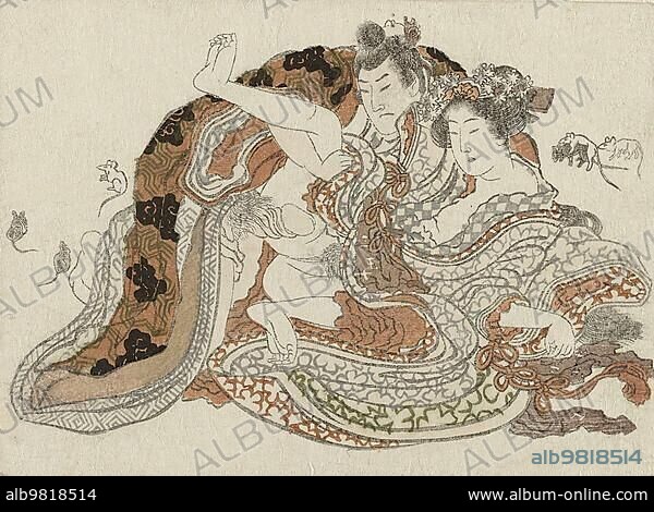 Lovers and rats; Kama Sutra; eroticism; sex; erotic depiction from 1850; Japan; Historical; digitally restored reproduction from a 19th century original; Asia.