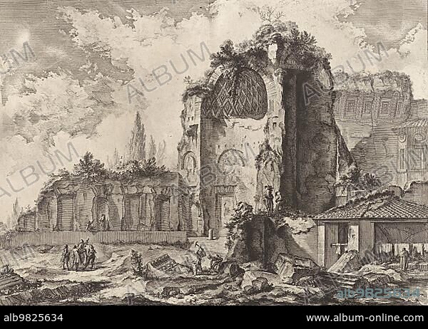 Ancient Rome; View of the Ruins of Two Triclinia; Dining Halls that Belonged to Nero's Golden House; Actually the Temple of Venus and Rome; 1770; Italy; Historic; digitally restored reproduction from an original of the period; Europe.