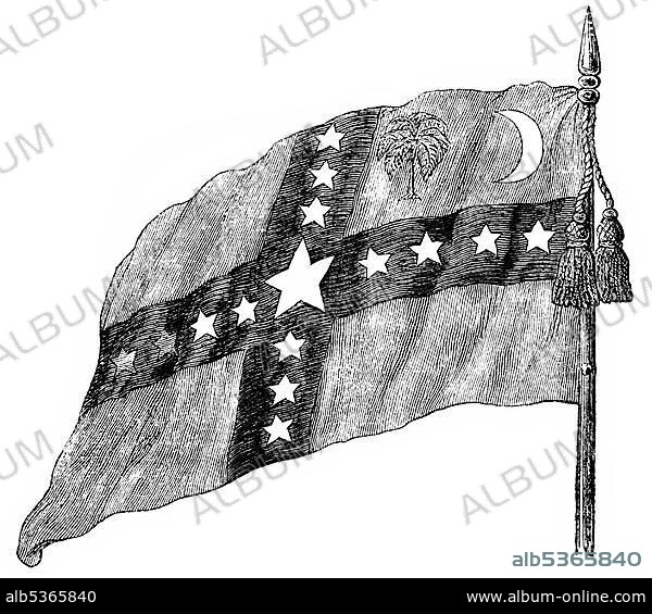 Historical drawing, US-American history, 19th century, the flag of the U.S. state of South Carolina during the American Civil War.