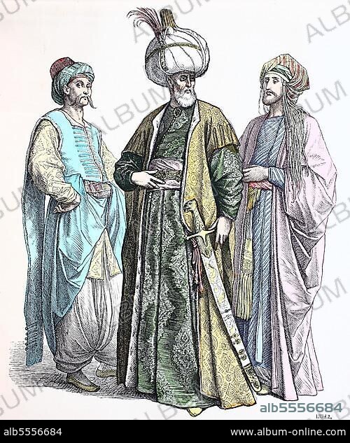 Folk traditional costume, clothing, history of costumes, distinguished Turk, Turkish Badishah, 16th century, Turkey, digitally restored reproduction of a 19th century original, exact date unknown, Asia.