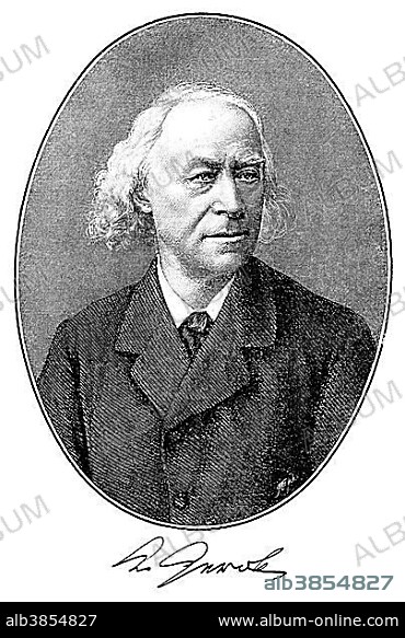 Historical print, portrait of Karl Friedrich von Gerok, 1815 - 1890, a German theologian and poet, from the Illustrated History of German National Literature, by Gustav Koennecke, 1887.