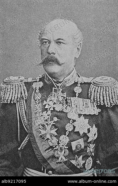 Count (Franz) Eduard Iwanowitsch von Totleben, Todleben, 20 May 1818 to 1 July 1884, a German-Baltic general in the Russian army, Historical, digitally restored reproduction of a 19th century original, exact original date unknown.
