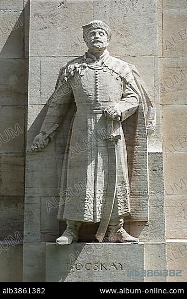 Stephan Bocskai, 1557-1606, Protestant prince in Transylvania, sculpture at the International Monument of the Reformation, 1909-1917, sculptor Paul Landowski, Geneva, Switzerland, Europe.