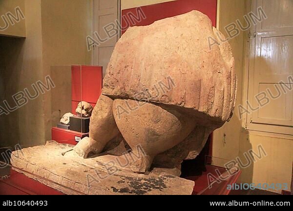 Fat lady goddess stone statue from Tarxien temple, National Museum of Archaeology, Valletta, Malta, Europe.