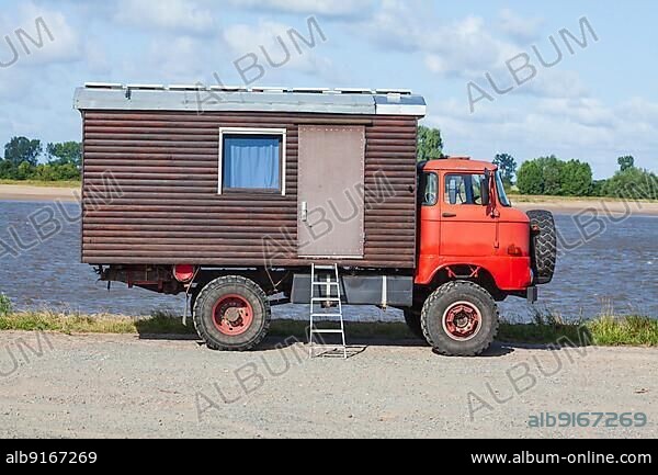 IFA W50 truck converted as a camper, classic car, GDR, Germany, Europe.
