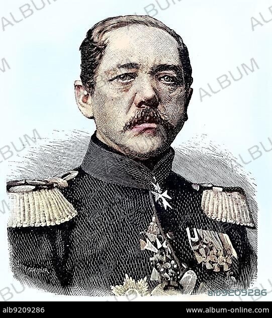 Konstantin Bernhard von Voigts-Rhetz, 1809, 1877, was a Prussian general who served in the Austro-Prussian War and the Franco-Prussian War, Situation from the time of the Franco-Prussian War, 1870-1871, Historical, digitally restored reproduction from a 19th century original.