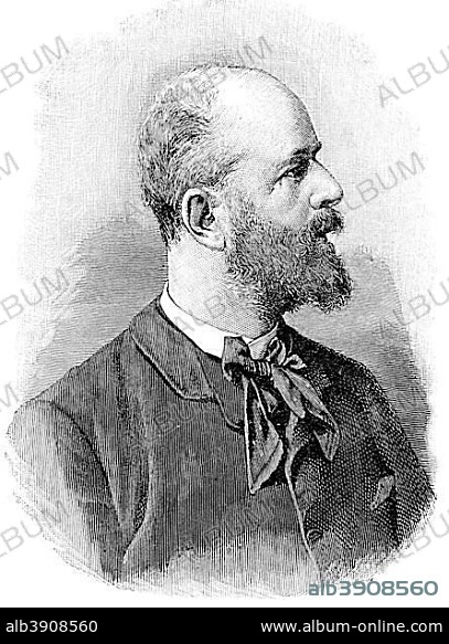 Arthur Gundaccar von Suttner, February 21, 1850, December 10, 1902, was an Austrian writer, woodcut from the year 1888, Germany, Europe.