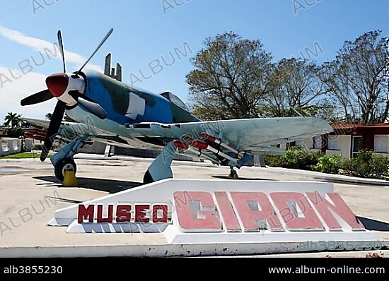 Warplane in front of Giron museum, Playa Giron, Matanzas, Cuba, Central America.