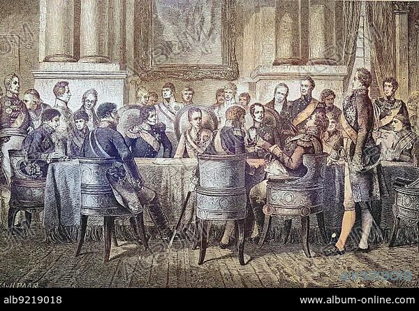 The Congress of Vienna in 1815, Austria, Historical, digitally restored reproduction from a 19th century original, Europe.
