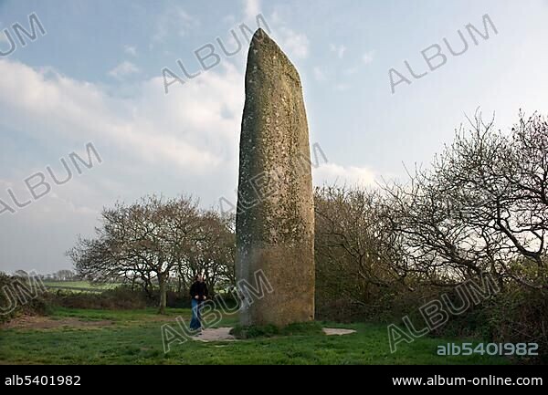 Menhir of Kerloas, tallest standing stone to remain erect in France, Plouarzel, FinistÃ¨re department of Brittany, France, Europe.