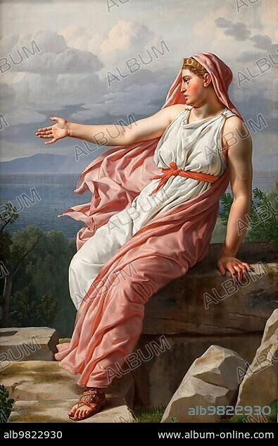 Alkyones Farewell to her Parting Husband; Daughter of Enarete and Aiolos; is a figure from Greek mythology; after a painting by Christoffer Wilhelm Eckersberg (2 January 1783) (22 July 1853); Historical; digitally restored reproduction from a 19th century original.