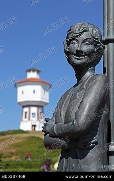 Lale Andersen statue, water tower, Langeoog, East Frisian Island, East Frisia, Lower Saxony, Germany, Europe.