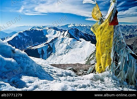 View from Stok Kangri mountain, 6,152 m, near Leh in Ladakh, India, Asia.