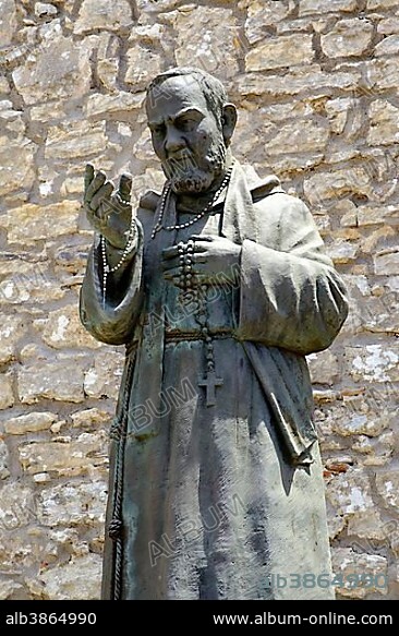 Statue of St. Padre Pio, Erice, Province of Trapani, Sicily, Italy, Europe.