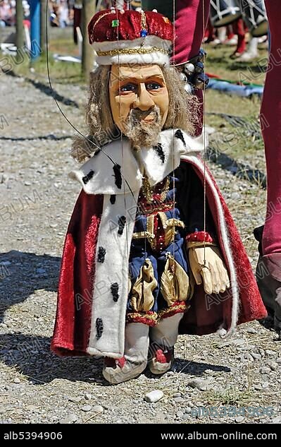Little marionette king , knight festival Kaltenberger Ritterspiele, Kaltenberg, Upper Bavaria, Germany, Europe.