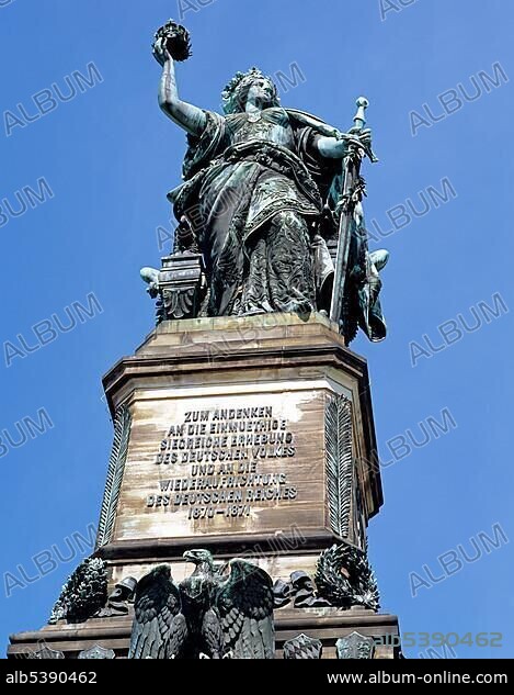 Germania Statue, Niederwald Denkmal monument near Ruedesheim, Hesse, Germany, Europe.