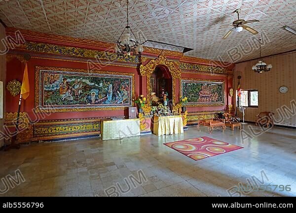 Prayer room of the Buddhist monastery Brahma Vihara, Banjar, North Bali, Bali, Indonesia, Asia.