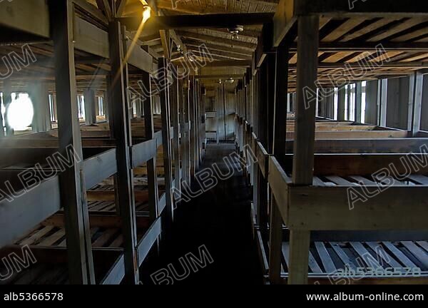 Beds in a barrack in concentration camp sachsenhausen, germany.