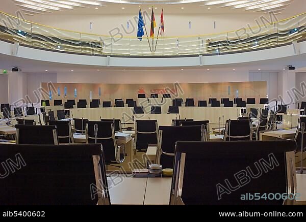 New plenary assembly hall of the Hessian Landtag, Wiesbaden, Hesse, Germany, Europe.