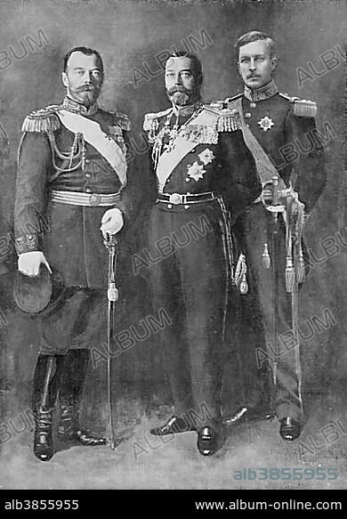 Nicholas II Russian Emperor, George V King of Great Britain, Albert 1st King of Belgium.