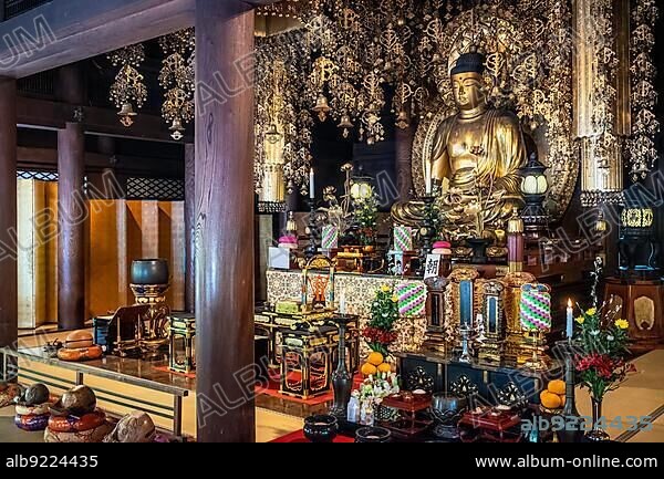 Kyoto Japan. Buddha statue inside Chion-in temple.