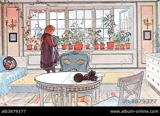 The flower window, illustration in The House in the Sun by Carl Larsson, 1917.
