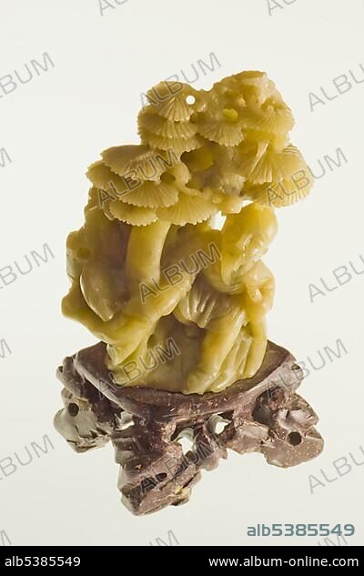 Hand-made jade sculpture depicting monk and a forest, China, Asia.