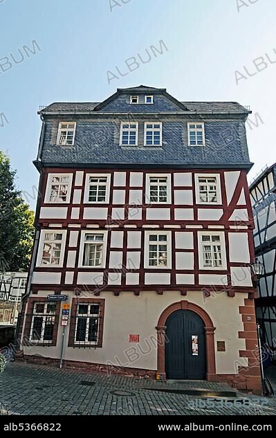 Brueder Grimm Stube, Brothers Grimm house, museum, historic half-timbered house, old town, Marburg, Hesse, Germany, Europe.