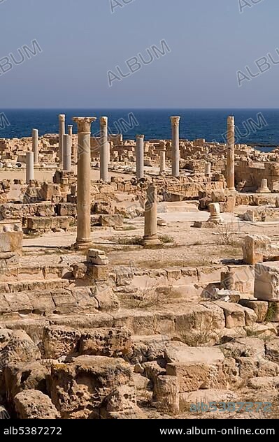 Sabratha, Sabratah or Siburata Roman site, UNESCO World Heritage Site, Tripolitania, Libya, North Africa, Africa.