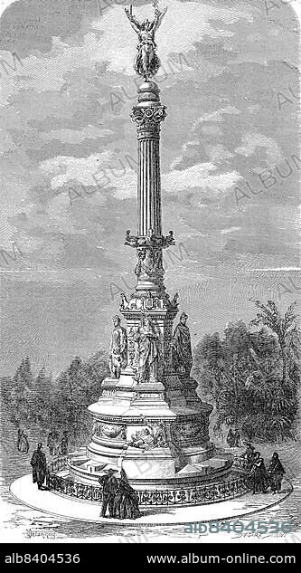 Monument commemorating the Battle of Callao, 2 May 1866, during the Spanish-South American War in the port of Callao, Peru, Historic, digitally restored reproduction of a 19th century original, exact original date unknown, South America.