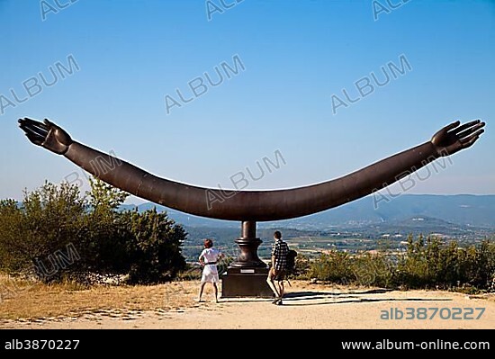 Modern sculpture at the Marquis de Sade castle, Lacoste village, Vaucluse, Provence, France, Europe.