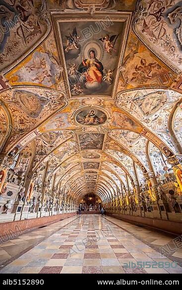 Antiquarium, ballroom with ceiling paintings, Munich Residence, Munich, Upper Bavaria, Bavaria, Germany, Europe.