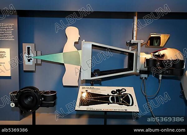 Roentgen camera ODELCA 70 SL, exhibit at German Roentgen Museum, Remscheid-Lennep, Germany, Europe.
