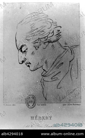 Jacques-René Hébert, publisher of several issues of the journal 'Le Père Duchesne' during the French Revolution.. Drawing by Vivant Denon. 18th. France - Revolution of 1789. Paris. National Library.