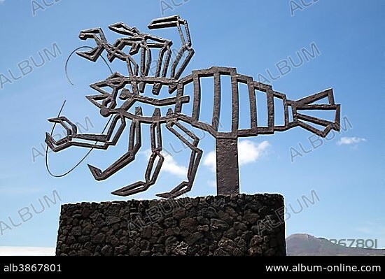 CÉSAR MANRIQUE. Crab sculpture by Cesar Manrique at Jameos del Aqua, Lanzarote, Canary Islands, Spain, Europe.