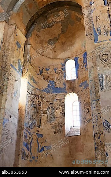 Frescoes in the interior, Armenian Church of the Holy Cross, Akdamar, Akdamar Adasi, Lake Van, Van province, Eastern Anatolia Region, Anatolia, Turkey, Asia.