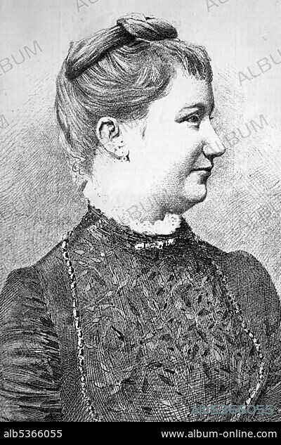 Princess Auguste Viktoria, or Victoria, Friederike Luise Feodora Jenny of Schleswig-Holstein-Sonderburg-Augustenburg VA, 1858 - 1921, the last German Empress and Queen of Prussia, historic wood engraving, about 1888.