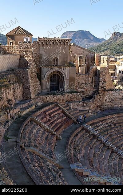 Cartagena, Spain - 29 December, 2021: view of the historic ancient Roman arena and amphitheater in Cartagena.