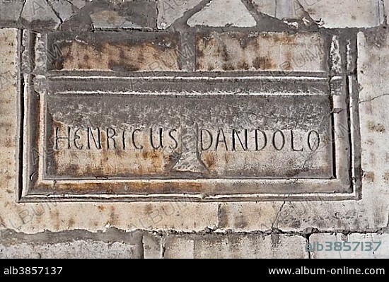 Tomb of Henricus Dandolo in the south gallery of Hagia Sophia, Sultanahmet, Istanbul, European side, Istanbul Province, Turkey, European side, Europe.