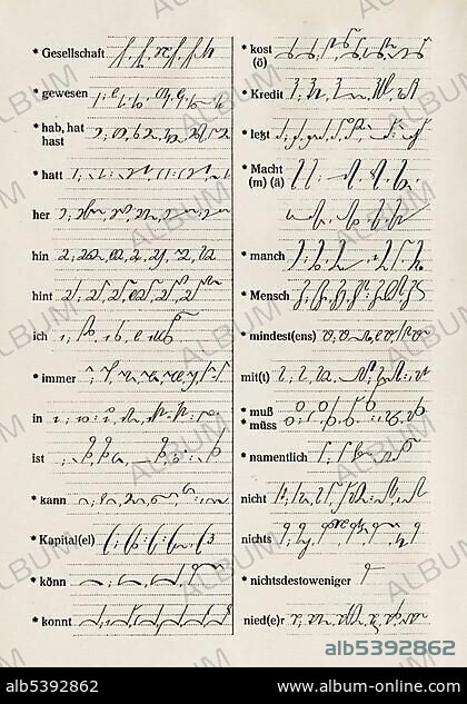 Shorthand textbook, circa 1935, detail view, Germany, Europe.