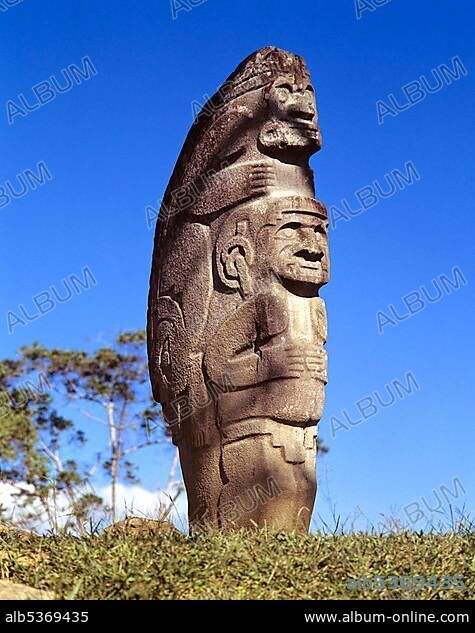 Pre-Columbian stone statue, San AgustÃ­n culture, prehistoric culture, southern Colombia, South America.