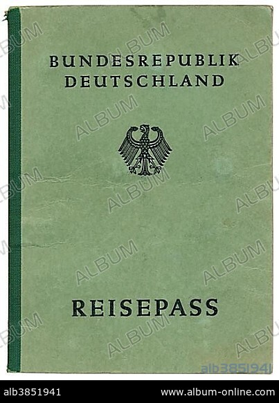 Old German passport, ca. 1956, Germany, Europe.
