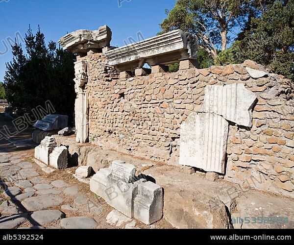 Necropolis ruins at Porta Romana, Ostia Antica archaeological site, Rome, Italy, Europe.