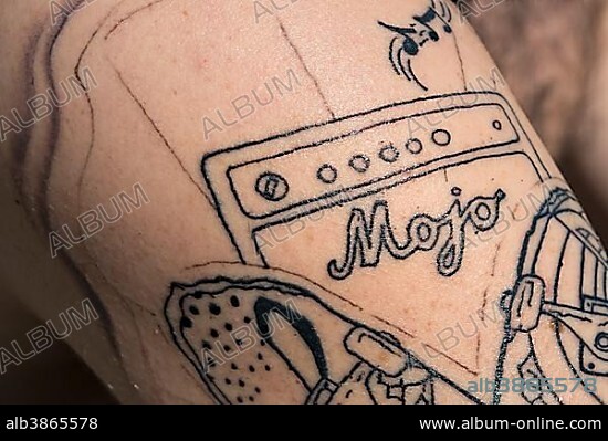 Tattoo, still without colourings on a young man's upper arm, Freiburg im Breisgau, Baden-Württemberg, Germany, Europe.