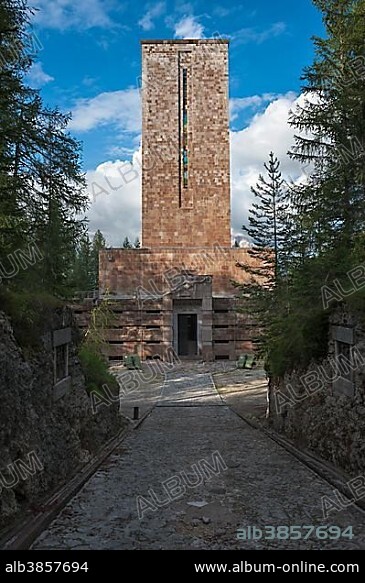 Memorial to the Fallen of World War I, Ossuary of Pocol or Sacrario Militare di Pocol, built under the reign of Mussolini in 1935, Cortina d'Ampezzo, Pocol, Veneto, Italy, Europe.