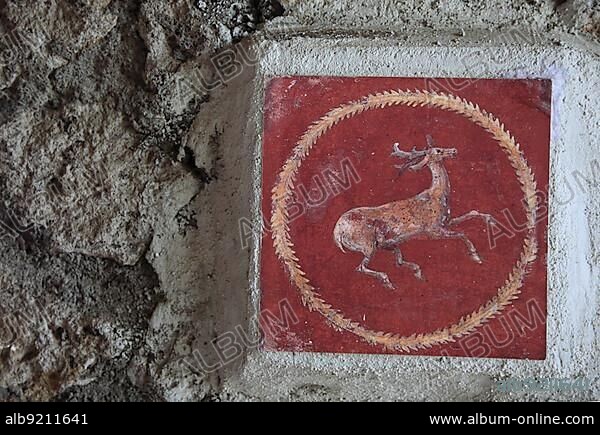 Wall fresco in the Historic Villa San Marco, Stabiae, Castellammare di Stabia, Campania, Italy, Europe.